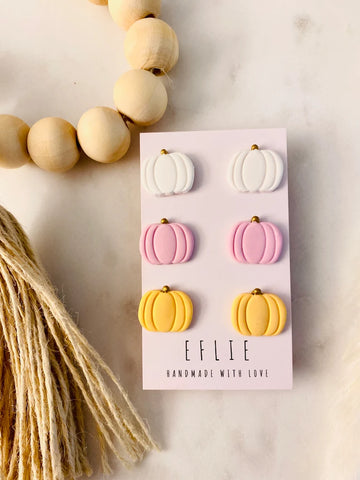 HANDMADE Fall Pumpkin Studs | Set of 3