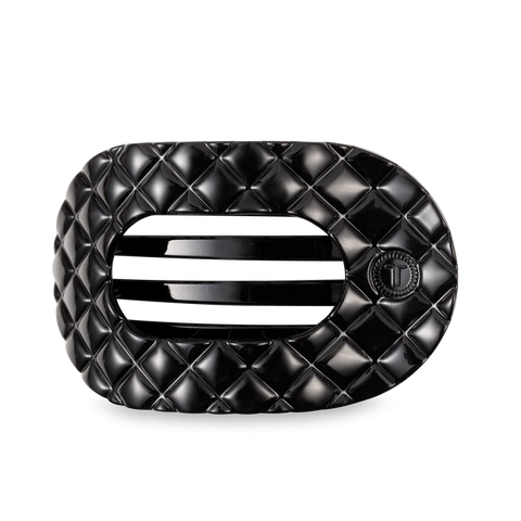 Teleties Quilted Flat Round Clip - Jet Black