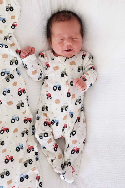 Caden Lane | Little Farmer Bamboo Waffle Zipper Footie
