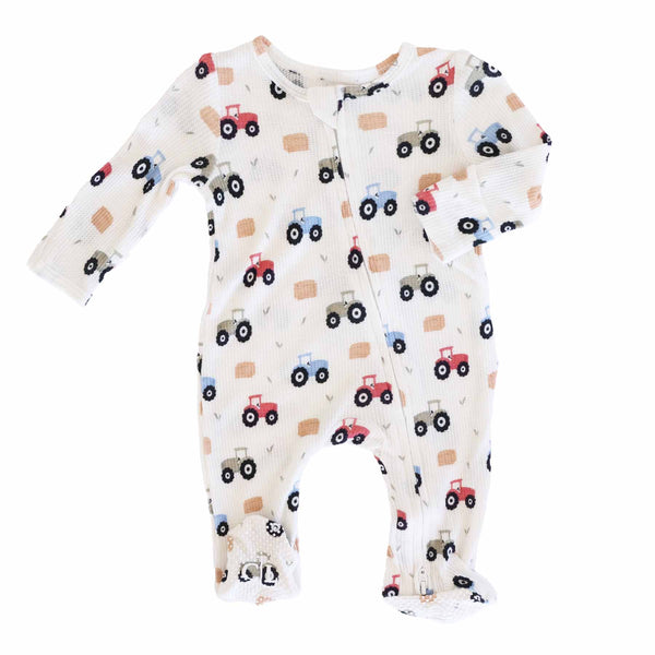 Caden Lane | Little Farmer Bamboo Waffle Zipper Footie
