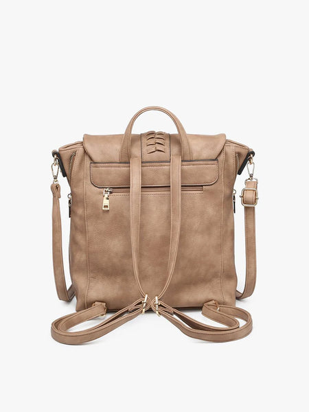 Vivian Vegan Distressed Backpack - Bone