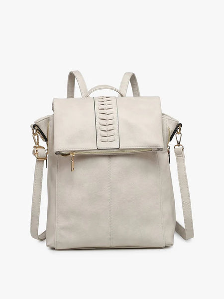 Vivian Vegan Distressed Backpack - Bone