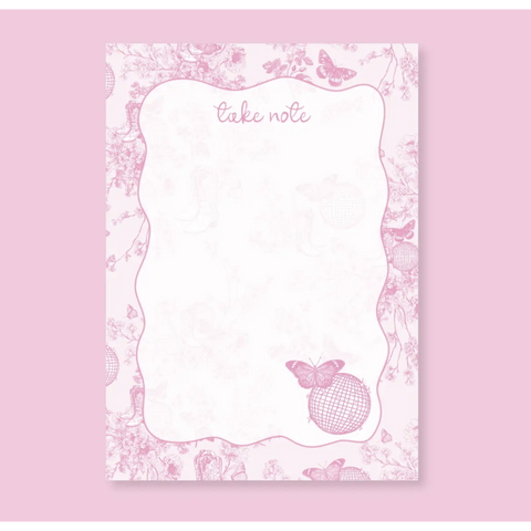 Pink Disco Cowgirl Toile Notepad