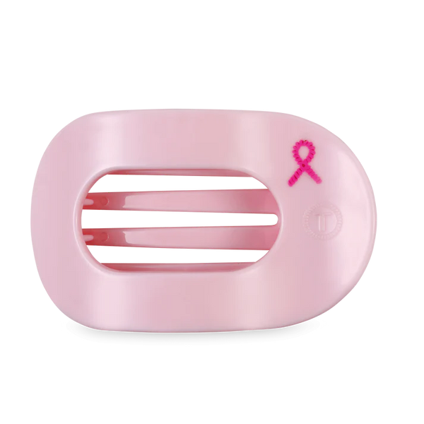 Teleties Flat Round Clip - Pink Ribbon Power