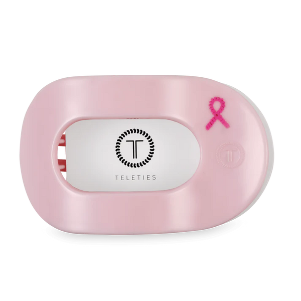 Teleties Flat Round Clip - Pink Ribbon Power