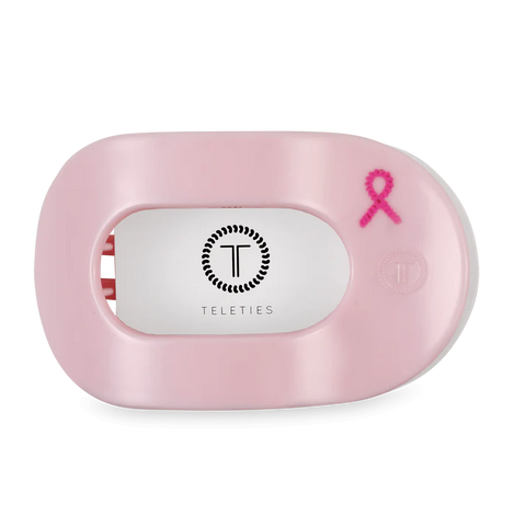 Teleties Flat Round Clip - Pink Ribbon Power
