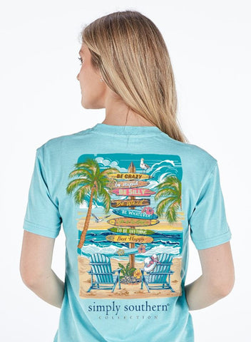 Simply Southern Acid Wash Short Sleeve Tee - Beach Signs