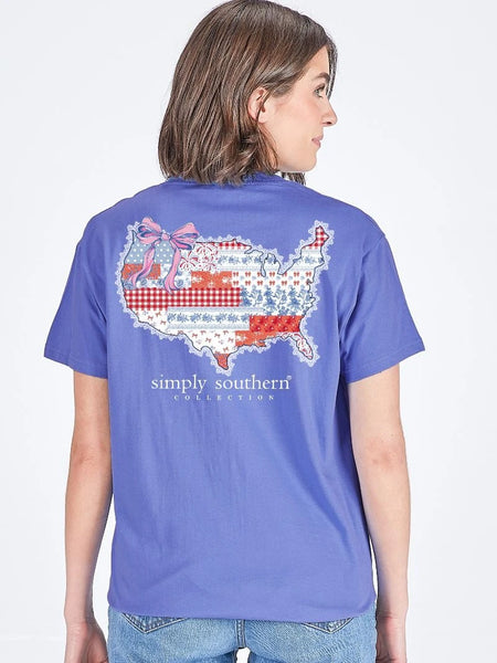 Simply Southern Short Sleeve Tee - Patchwork USA