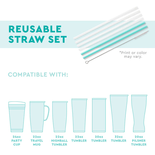 Reusable Straw Set | Full Bloom + Coral