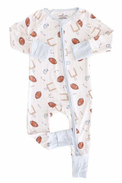 Caden Lane | Tiny Touchdowns Convertible Zip Romper - Neutral