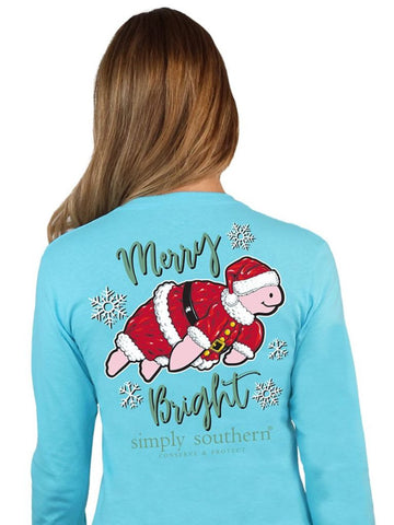 Simply Southern Long Sleeve Shirt | TRACKING - Santa Turtle