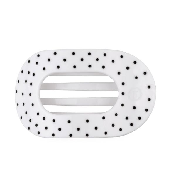Teleties Flat Round Clip - White Polka Dot Party