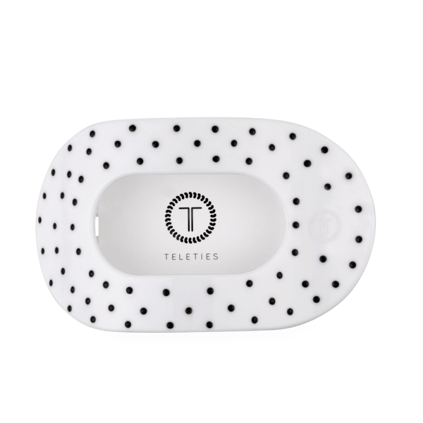 Teleties Flat Round Clip - White Polka Dot Party