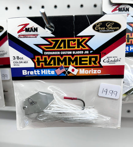 Z-Man Chatterbait Jack Hammer Evergreen Custom Bladed Jig - 3/8oz White