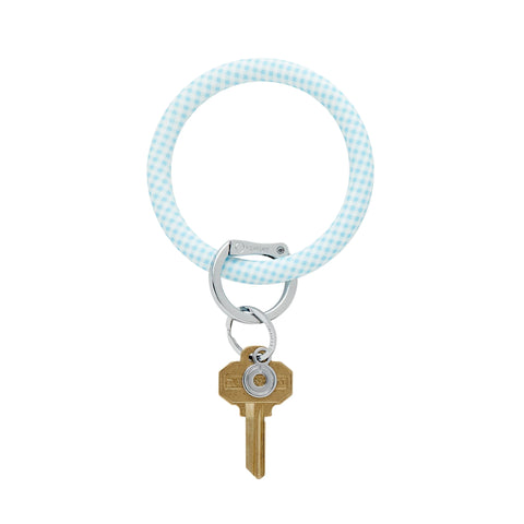 Signature Collection | Silicone Big O® Key Ring • Gingham Sweet Carolina Blue