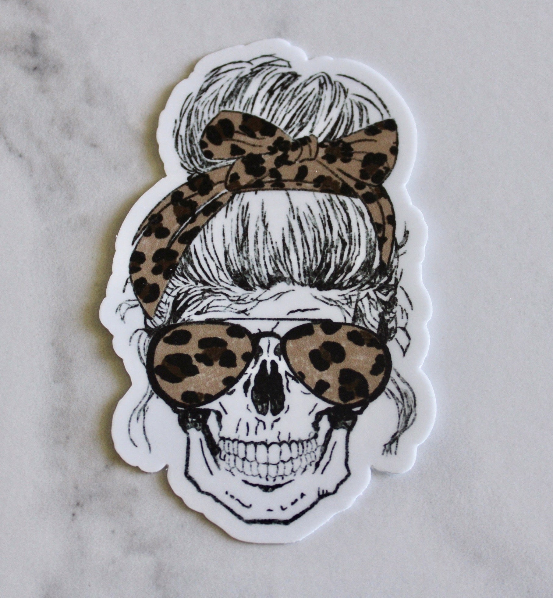 Leopard Print Skull Sticker