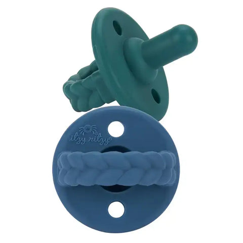 Sweetie Soother™ Pacifier Set | Deep Sea + Denim Braids