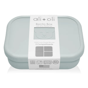 Ali+Oli Reusable Silicone Bento Box - 3 Compartments - Leakproof (Blue)