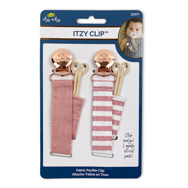 Itzy Clip™ Linen Pacifier Straps | Pink
