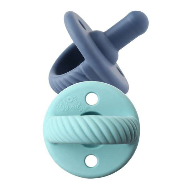 Sweetie Soother™ Pacifier Set | Robin's Egg Blue + Navy Cables